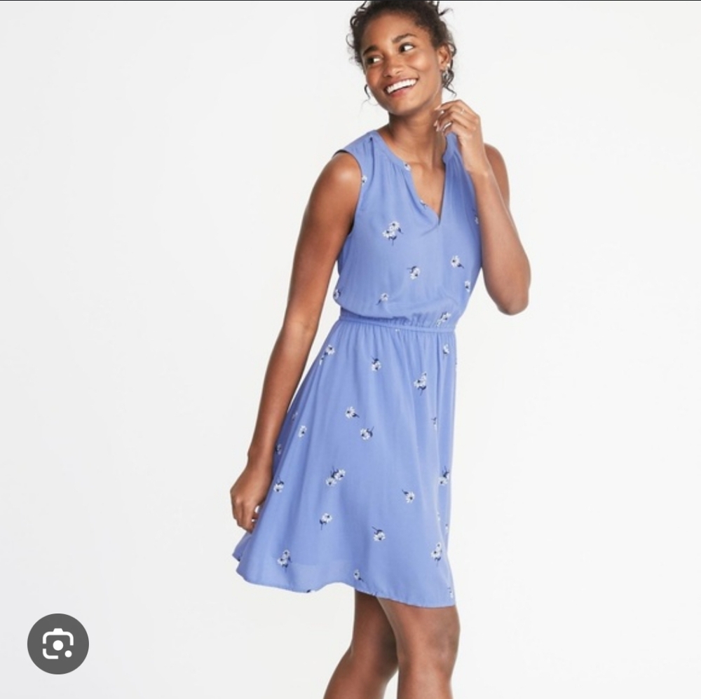 Old Navy purple very peri floral sleeveless shirtdress